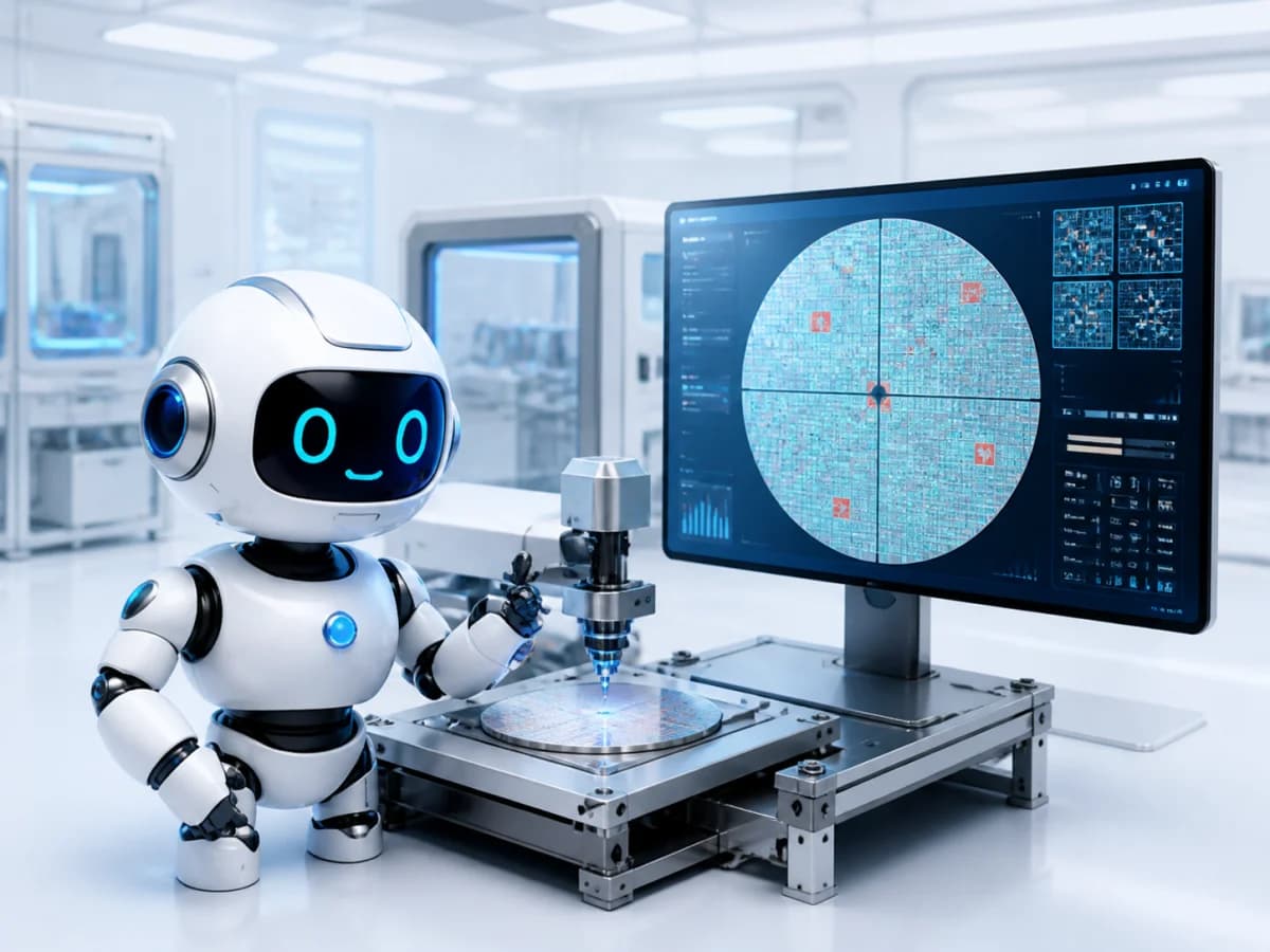 AIロボットとウェーハ検査装置、欠陥分析画面
