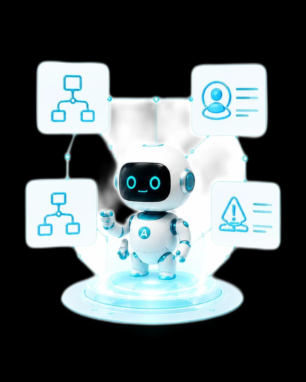 AIエージェントロボットと、ナレッジ・レポート・タスク・監視の各モジュール