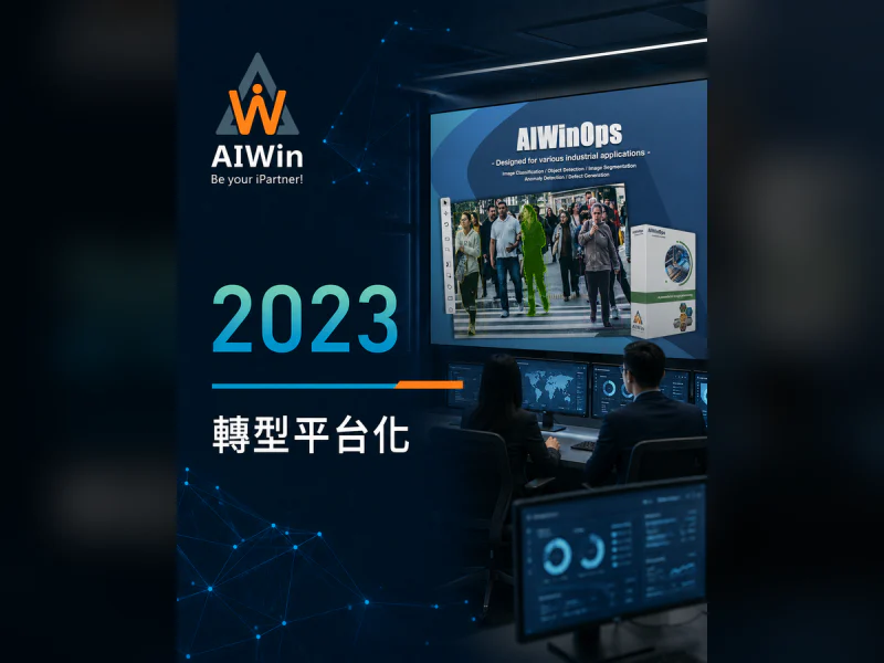 จอห้องประชุมฉายสไลด์ผลิตภัณฑ์ AIWinOps แสดงผลตรวจจับคนเดินและการแบ่งส่วนภาพ