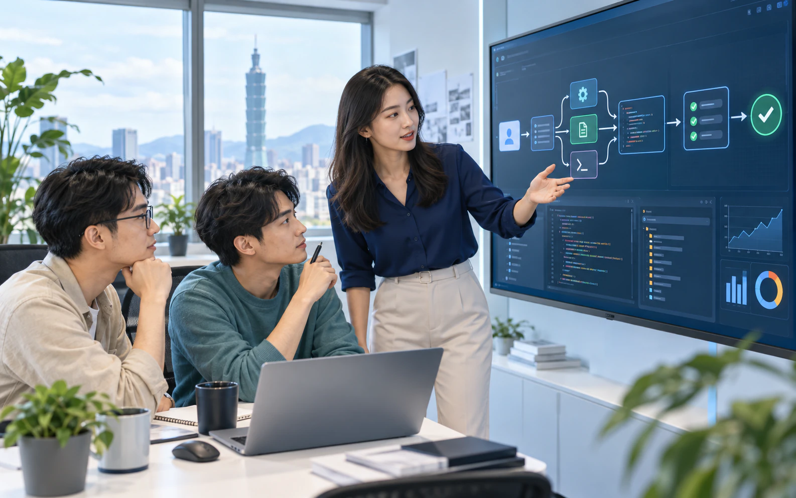 三位軟體工程師以 AI Agent 任務流程進行需求拆解、執行與驗證